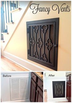 the before and after pictures of an entry door with fancy vents on it's side