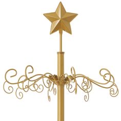 a gold star on top of a pole with swirls and scrolls around the base