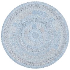 a round blue rug on a white background