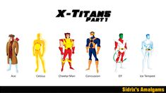 the x - titans are all different colors and sizes