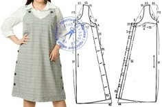 A Line Skirt Pattern, Pola Blus, Pinafore Pattern, Japanese Sewing Patterns, Sewing Blouses, Girls Dress Sewing Patterns, Make Your Own Clothes, Sewing Tutorials Clothes