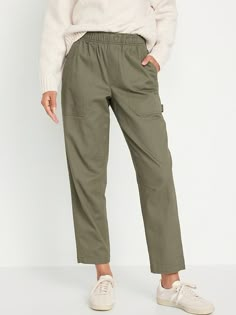 High-Waisted Pulla Utility Pants | Old Navy Causal Pants For Women, Relaxed Fit Cute Bottoms, Size 12 Petite, Casual Teacher Pants, Pixie Pants, Perfect Pant, Utility Pockets, Outfit Inspiration Fall, Utility Pants