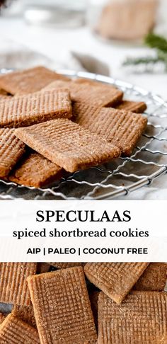 a plate full of shortbread cookies with the words speculas on top and bottom