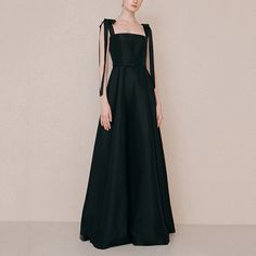 Black Satin Halter Evening Gown for Hostess, Parties, and Formal Events Black Formal Dresses Long, Gothic Coquette, Evening Gala, Ellie Saab, Black Dress Formal, Wedding Dress Fabrics, Evening Dress Fashion, Floor Length Gown, Suspender Dress