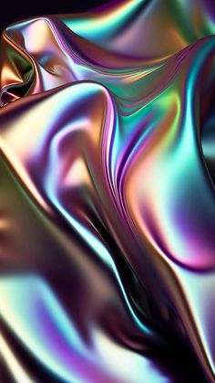 an abstract image of shiny material in blue, green and purple colors on a black background