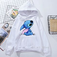 Lilo and Stitch Print Funny Kawaii Women Sweatshirt Hoodies L0138 Lilo And Stitch Hoodie, Lilo And Stitch Merchandise, Lilo Und Stitch, Cute Disney Outfits, Stitch Hoodie, Tokyo Street Fashion, Mode Kimono, Stitch Clothes, Stylish Hoodies