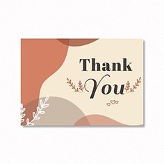 a thank card with the words thank you in black and white on an orange background