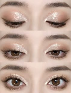 Christmas eyeshadow look: subtle shimmer brown eyes Christmas Makeup Look, Holiday Makeup Looks, Doll Eye Makeup, Korean Eye Makeup, Glitter Eye Makeup, Pinterest Makeup, Makijaż Smokey Eye