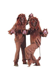 two people in animal costumes standing next to each other