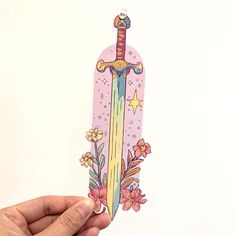 Enchanted Starry Floral Sword, Tassel included, Thick High Quality, Book club Please kindly note that these bookmarks are not laminated; the nature of their production does not allow for lamination.  Instead, they are crafted from layers of high-quality thick matte cardstock. Please treat these bookmarks with the same loving care you bestow upon your beloved books. *Hand-made and illustrated by me *Printed on high quality super thick card stock  *Size: 6.7"x2.4" *Original illustration PRINTED on Book Marks Design Ideas, Bookmark Illustration, Fun Bookmarks, Bookmark Art, Cool Bookmarks, Bookmark Design, Bookish Stickers, Sketchbook Inspo, Creative Bookmarks