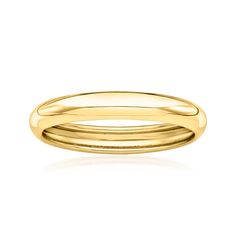 Ross-Simons - Italian 18kt Yellow Gold Ring Size 6. From Italy, this simple band of 18kt yellow gold will solidify your impeccable style. The understated ring gleams with a perfectly polished finish, making it an ideal accessory for everyday wear. No occasion is too formal or too casual for this sophisticated staple piece. 1/8" wide. 18kt yellow gold ring. Thick Gold Wedding Band, Gold Ring Images, Essential Jewelry, Top Selling Jewelry, Jewelry Presentation, Yellow Gold Drop Earrings, Jewelry Styles, Yellow Rings, Simple Band