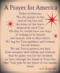 a prayer for america with red stars