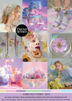 FAIRYTALE FLORA // 2025 – Trendsenses Fashion Trend Board, Spring Summer Fashion Trends, Floral Tattoo Sleeve, Romantic Colors, Mood Board Inspiration, Design Textile