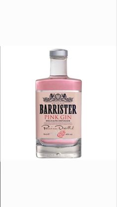 a bottle of pink gin on a white background