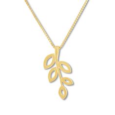 This pretty necklace for her features a nature-inspired leaf design styled in 10K yellow gold. The 18-inch box chain fastens with a spring ring clasp. Gold Stock, Jewelry Advice, Pretty Necklace, Necklace For Her, Kay Jewelers, Pretty Necklaces, Leaf Necklace, Accessories Jewelry Necklace, Box Chain