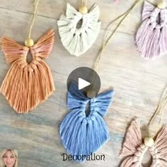 the video shows how to make tasselled necklaces with yarn and wood beads