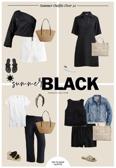 2 Piece Travel Outfit, Vacation Clothes For Women Over 50, Casual Bbq Outfit, Summer Black Outfits, What To Wear In Summer, Summer Outfits For Women, Classic Style Outfits, Summer Capsule Wardrobe, Summer Work Outfits