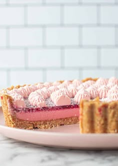 a piece of pie sitting on top of a white plate