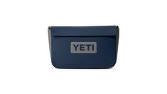 a blue yeti cooler bag with the word yeti on it's side