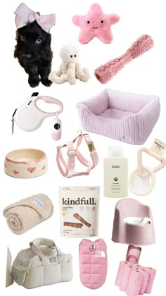 a collage of baby items including shoes, blankets and hats