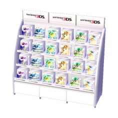 the nintendo 3ds display is white and has many different pictures on it's sides