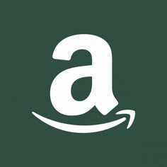 the amazon logo is shown in white on a dark green background with an aw sign