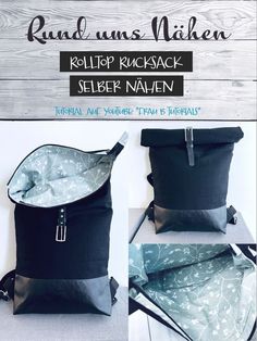 the rucksack selber naalen sewing pattern is shown with instructions to make