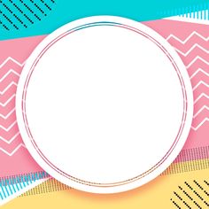 a white plate sitting on top of a colorful background with lines and shapes around it