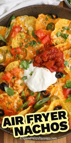 an air fryer nachos recipe in a skillet