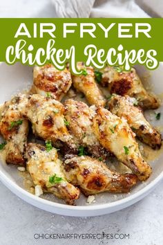 air fryer chicken wings in a white bowl