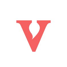 the letter v is made up of two different shapes and colors, with one red in the middle