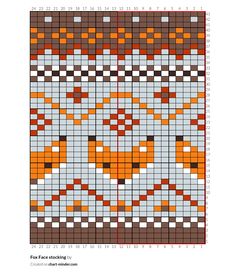 a cross stitch pattern with orange and white squares