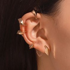 41890937438267 Punk Mode, Ear Hangers, Punk Earrings, Ear Cuff Earings, Estilo Punk, Hip Hop Jewelry, Ear Cuffs, Fantasy Jewelry, Cuff Earrings