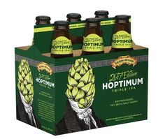 four bottles of hoptum beer sitting on top of each other