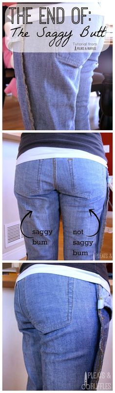 the back view of a woman's jeans showing how to measure her waist length