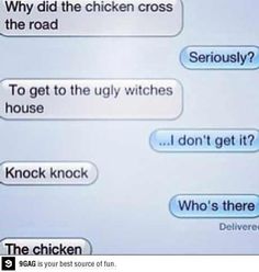 two texts are shown on the screen of a cell phone, one is telling people how to get their chicken