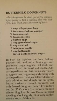 an old recipe for buttermilk doughnuts