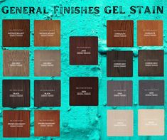 the color chart for general finishes gel stain