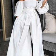 Brand New, Still In Package. Runs Small But Very Cute & Sassy. Afrikaanse Mode, Pocket Jumpsuit, Off Shoulder Romper, Off Shoulder Jumpsuit, Wedding Jumpsuit, Loose Jumpsuit, City Hall Wedding, Jumpsuit Party, White Jumpsuit