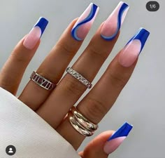 Royal Blue Nails, Blue Acrylic Nails, Smink Inspiration, Long Acrylic Nails Coffin, Acrylic Nails Coffin Short, Summer Acrylic Nails, Pink Nail, Nails 2024, Hot Nails