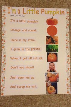 i'm a little pumpkin poem with pictures of pumpkins and other things in it