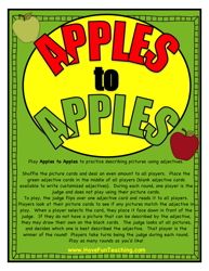 an advertisement for apples to apples, with the words apples written in red and green