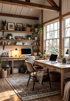 Barndominium Interior Ideas Home Office Rustic Modern, Country Home Office Ideas, Rustic Office Ideas, Farmhouse Office Ideas, Rustic Workspace, Barndominium Decor, Couples Office, Modern Rustic Office