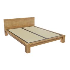 the bed frame is made from wood and has no sheets on it, but two sides are