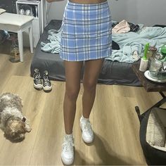 Light Blue Plaid Brandy Melville Cara Skirt, Never Worn, In Great Condition Trendy Light Blue Mini Skirt, Light Blue Lined Skirt Bottoms Casual Style, Light Blue Stretch Casual Skirt, Preppy Blue Cotton Skirt, Preppy Blue Skirt For Summer, Preppy Blue Skirt For Spring, Blue Preppy Mini Skirt, Preppy Blue Summer Skirt, Light Blue Casual Mini Skirt