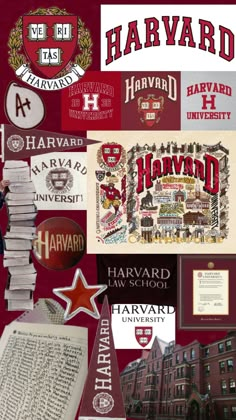 the harvard logo is surrounded by many other college emblems and letters that are all over it