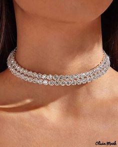 Color: silver, Size: One Size Gold Necklace Wedding, Layered Choker Necklace, Wedding Bridesmaid Jewelry, Rhinestone Choker Necklace, Crystal Choker Necklace, Rhinestone Choker, Neck Jewellery, My Gift, Crystal Choker