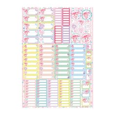 planner stickers with flowers and hearts on the top, in pastel pinks