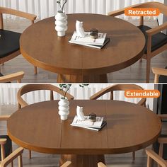 39''-55'' Japandi Oval & Round Extendable Wood Dining Table Walnut Seats 4-6 People | Homary Dining Room Table For 6, Japandi Table, Extendable Dining Room Table, Modern Extendable Dining Table, Dining Table Walnut, Table Pedestal, Kitchen Table Wood, Oval Dining Table, Wood Pedestal