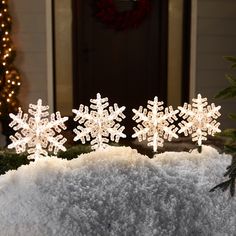 GE 4-ct Staybright LED White Snowflake Pathway Markers Lowes.com Christmas Pathway Lights, Warm White Lights, Pathway Lighting, Snowflake Christmas, White Snowflake, Markers Set, The Christmas, Warm White